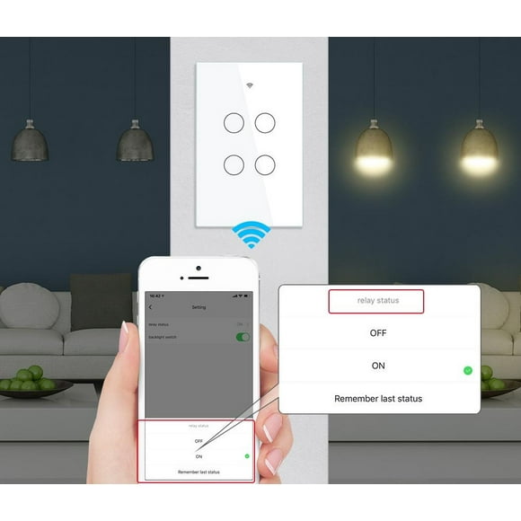 Apagador Inteligente Wifi Touch 4 Botones Domotica GDL