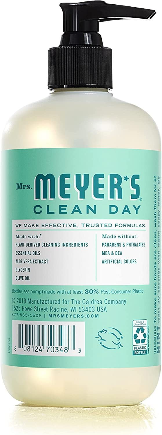 Mrs. Meyer's Hand Soap, Made with Essential Oils, Biodegradable Formula, Limited Edition Mint, 12.5 fl. oz - Pack of 3