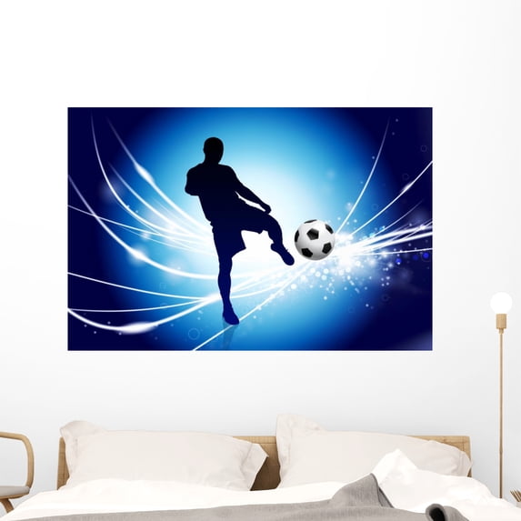 Soccer Player Abstract Modern Wall Mural by Wallmonkeys Peel and Stick Graphic (48 in W x 32 in H) WM306328