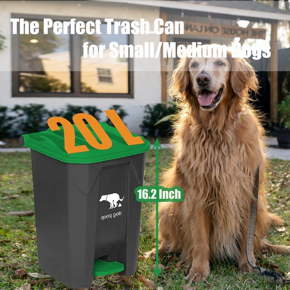 20L/5Gallon Dog Poop Trash Can Outside