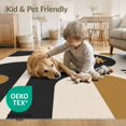 thumbnail image 4 of ODIKA 2'x3' Washable Throw Rug Non-Slip, Low Profile, Flatwoven, Easy Care Black Gold Geometric Balance Artistic Design Elegant Abstract Shapes with Refined for Hallway, Study Room, 4 of 7