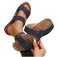 thumbnail image 4 of Quaouag Orthopedic Sandals for Women Arch Support Slip On Casual Comfortable Wedge Sandals Vintage, 4 of 7