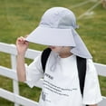 thumbnail image 5 of WUXIAN Toddler Girls Sun Hats Kids Sun Protection Upf50+ Bucket Hat Toddler Summer Beach Play Hats With Neck Flap Sun Caps,Light Gray,One Size, 5 of 6