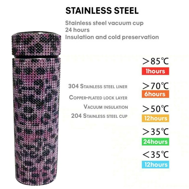 Ganfancp Diamond Thermo Bottle Botella de Agua 500Ml Acero Inoxidable Frasco Al Vacío Inteligente 1X Ofertas Flash Liquidación 1X Taza Isotérmica