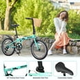 thumbnail image 2 of imerelez Urban Commuter Folding Bike 20 Inch Green, 6-Speed with Basket & Fenders, Portable Steel Frame Bicycle, 2 of 8