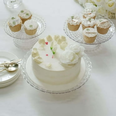 Efavormart Set Of 3 | Clear Contemporary Pressed Plastic Stackable Cupcake Stands, Dessert Cake Pedestal Displays - 8", 10", 12"