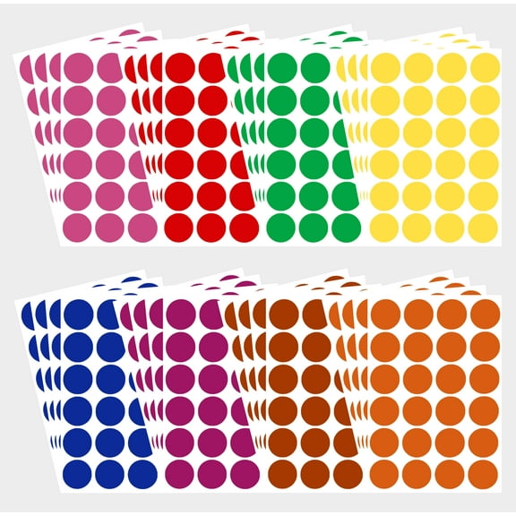 Color Label Stickers 1 inch 25 mm Colored Dots in Green, Yellow, Pink, Purple, Orange, Brown, Blue and Red - 768 Pack by Royal Green