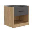 thumbnail image 2 of Nightstand for Bedroom Alder 19.7" High One Drawer Nightstand Side Table end Table with Open Shelf for Bedroom, Home Office, Living Room Natural Oak - Matt Gray,Wooden Nightstand, 2 of 8