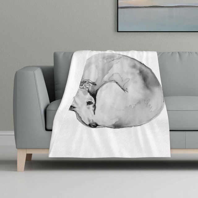 Manta con estampado multicolor, manta de franela súper suave, ligera y esponjosa, manta de cama Whippet acurrucándose para dormir