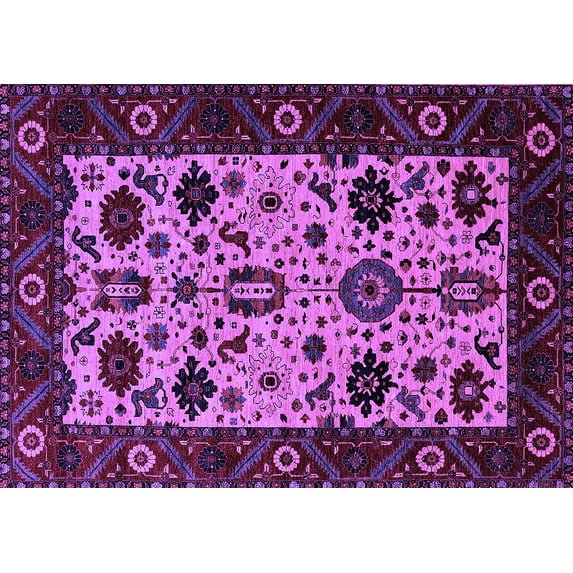 Ahgly Company Indoor Rectangle Oriental Purple Traditional Area Rugs, 5' x 7'