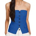 thumbnail image 3 of Sleeveless Women's Sexy Plunge Vest Jacket Button Fitted Strapless Work Suit Tank Top, 3 of 7