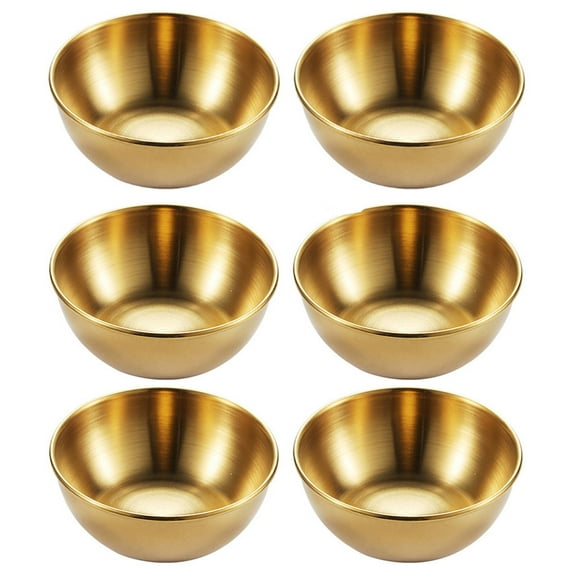 BRIGHTFUFU 6 platos de salsa de acero inoxidable resistentes al óxido (dorados)