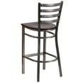 thumbnail image 6 of Flash Furniture HERCULES Series Silver Antique Finish with Clear Coat Ladder Back Metal Restaurant Barstool - Walnut Wood Seat, 6 of 12