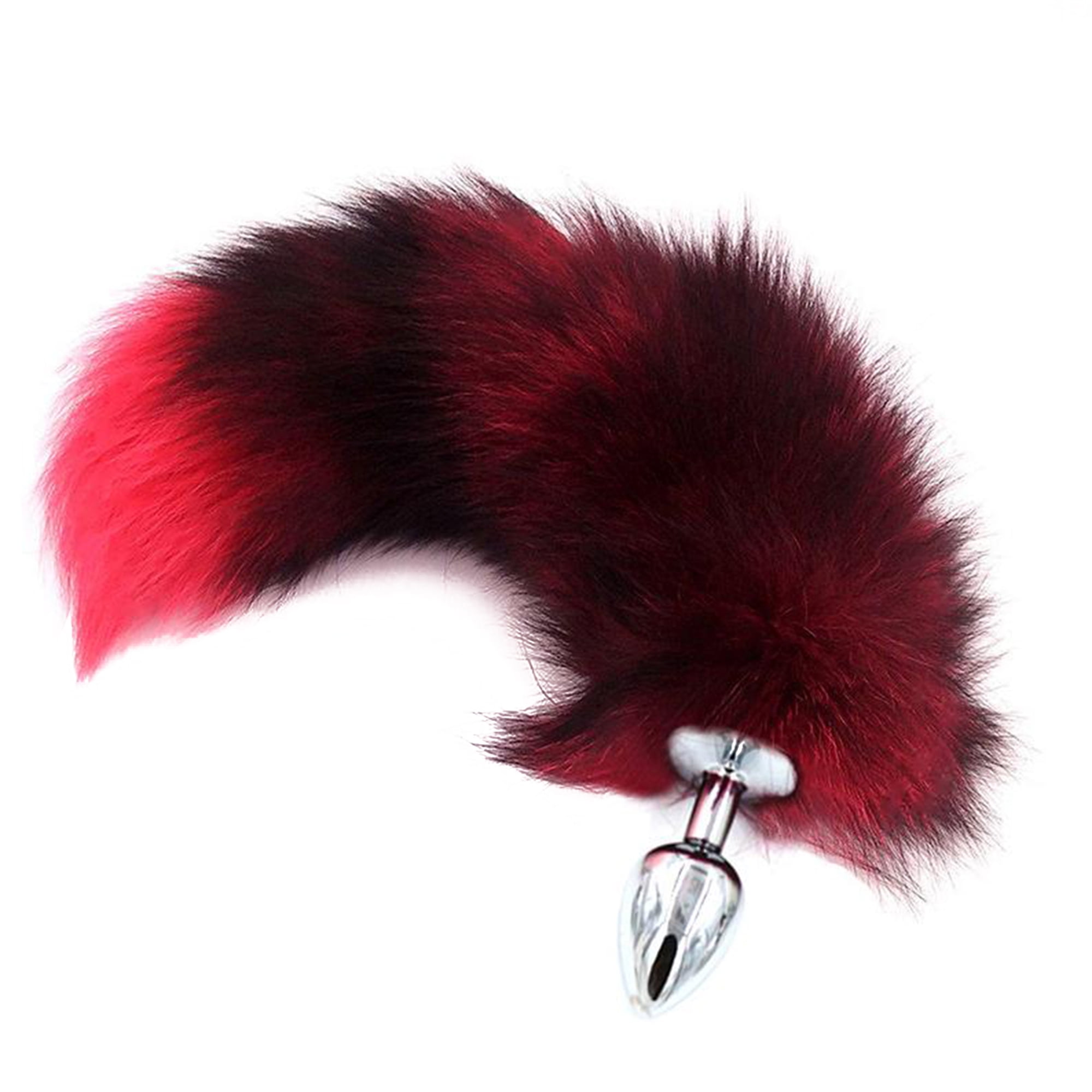 Fluffy White Fur Fox Tail Plug Cosplay Animal PET Tails Silicone Head Roleplay 