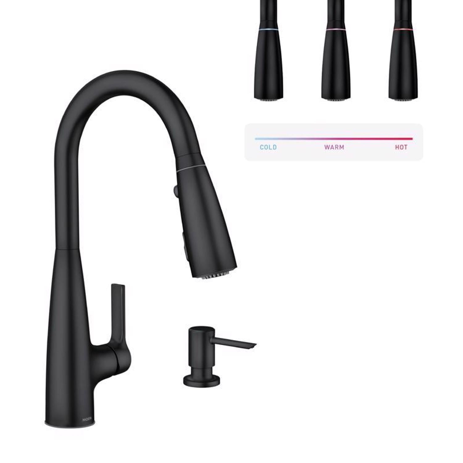 Haelyn Single-Handle Pull-Down Sprayer Kitchen Faucet with ColorCue™ Temperature Indicator in Matte Black