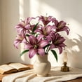 thumbnail image 4 of SouMaox Artificial Lily Flowers for Decor, Realistic Silk Floral Arrangements for Wedding Centerpieces, Vase Fillers, 7.87" x 15.74" Purple, 4 of 7