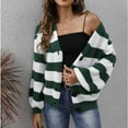 thumbnail image 5 of Women's Knitted Cardigan Sweater Long Sleeve Color Block Striped Sweater Jumpers Open Front Short Sweater Jacket, 5 of 6
