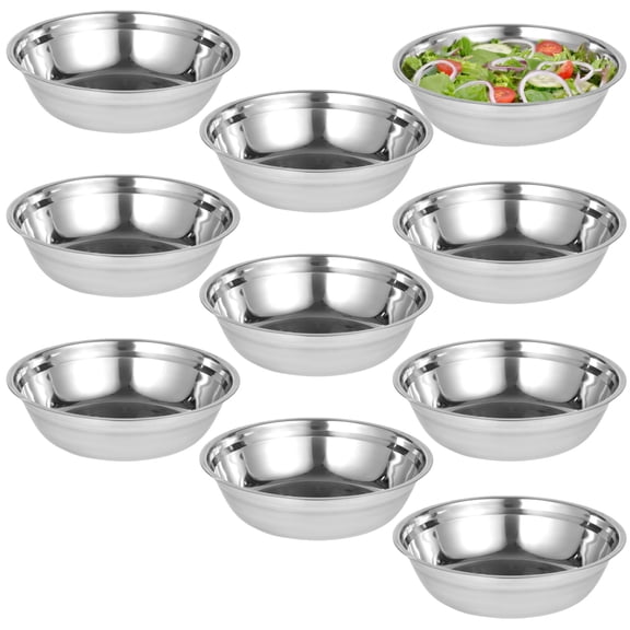 10 PCS Stainless Steel Mixing Bowls, Large Salad Bowl, Deep Metal Kitchen Basin, Mirror Finish, Dishwasher Safe, Mixing Bowl for Food Prep, Baking, Cooking, Commercial Use