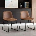 thumbnail image 3 of Vanity Art Set of 2 Pcs Synthetic Leather Upholstered Dining Chairs Armlesss with Metal Legs UC-13BRN, 3 of 6