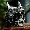 thumbnail image 6 of ZMY Home Stainless Steel Viking Warrior Skull Ring with Wolf Pelt Realistic and Unique Design for Men (13), 6 of 7