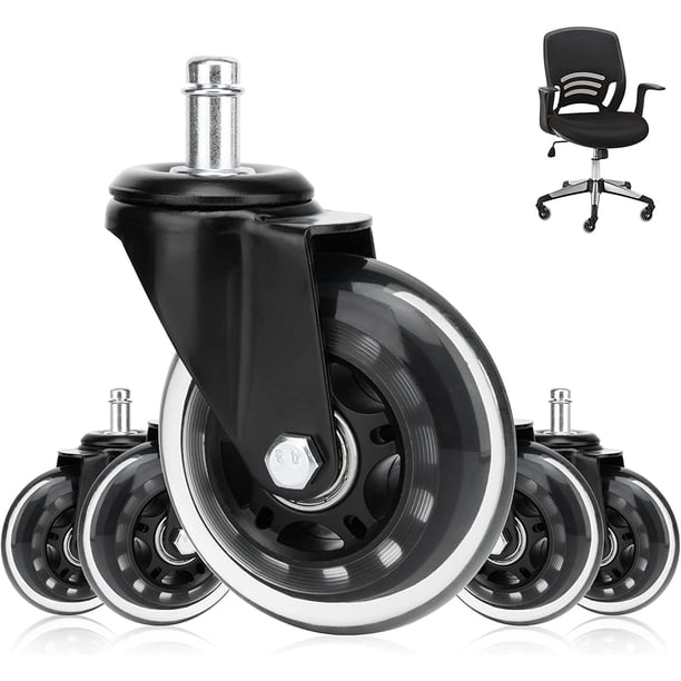 Rawiri Ruedas Silenciosas Para Sillas De Oficina, Juego De 5 Ruedas Para Sillas De Oficina, Rotación De 360 °, Ruedas Giratorias Universales De 11 Mm X 22 Mm, Resistentes A La Rodadura Y A La Abrasión