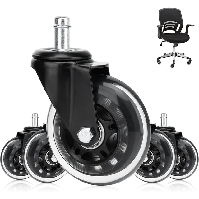 Rawiri Ruedas Silenciosas Para Sillas De Oficina, Juego De 5 Ruedas Para Sillas De Oficina, Rotación De 360 °, Ruedas Giratorias Universales De 11 Mm X 22 Mm, Resistentes A La Rodadura Y A La Abrasión