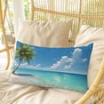 thumbnail image 4 of Palm Trees Pillow Covers, Linen Long Throw Pillow Case, Summer Beach Coastal Nautical Sea Ocean Holiday Pillow Protector Decorative Cushion Cover for Living Room/Bedroom 16" x 24", 4 of 8
