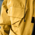 thumbnail image 4 of Brondbend Men Waterproof Jacket Men Solid Color Zipper Long Sleeved Pocket Drawstring Hooded Workwear Windproof Outdoor Hiking Suit Jacket Loose Fit Trendy Versatile,Yellow, 4 of 6
