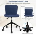 thumbnail image 6 of Gymax Mid Back Armless Office Chair Adjustable Swivel Linen Task Chair Blue, 6 of 10