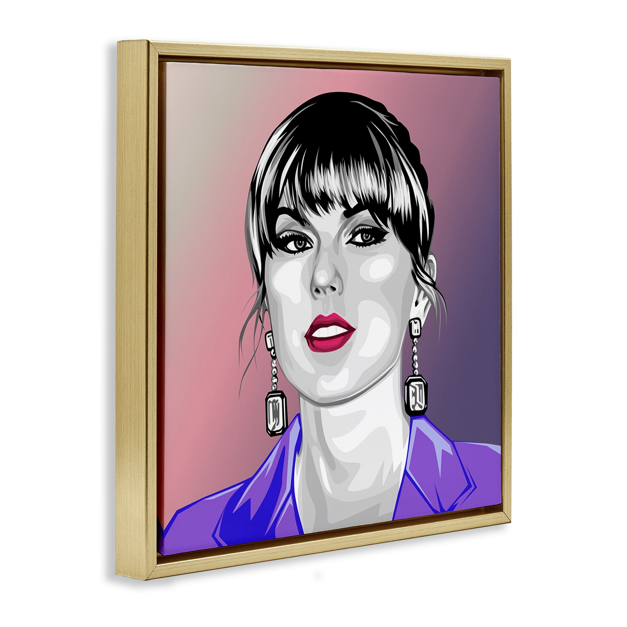 Stupell Industries Taylor Wearing Purple People Painting Gold Floater Framed Canvas Art Print Wall Art, 18 x 18