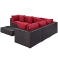 thumbnail image 3 of Modern Contemporary Urban Design Outdoor Patio Balcony Seven PCS Sectional Sofa Set, Red, Rattan, 3 of 7
