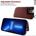 thumbnail image 3 of Genuine Leather iPhone 14 Plus Case- -Premium Wallet case iPhone 14 plus With Card Slot -Kickstand adjustable-Camera Protection Come With Free Gift Brown color, 3 of 4