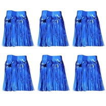 6 Pack Dark Blue Metallic Tinsel Backdrop Curtains - 118"x12" Shimmer Fringe Garland for Party, Wedding, Photo Booth & Birthday Decor