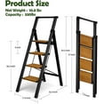 thumbnail image 6 of Taranta 4 Step Ladder, Portable Folding Ladder with Wide Pedal, Lightweight Aluminum Step Stool with Convenient Handgrip, 330 lbs Capacity Stepladder for Home, Office - BlackWoodgrain, 6 of 16