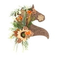 thumbnail image 2 of Decoración de pared de caballo de madera | Letrero de bienvenida ecuestre | Adorno para puerta de entrada con flores artificiales | Arte de pared estilo rústico para puerta principal, 2 of 9