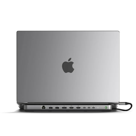 Satechi - Dual Dock with NVMe SSD enclosure – USB-C PD (75W), 2 USB-C data, 2 HDMI 2.0, 1 DisplayPort 1.4, 2 USB-A, Ethernet - Space Gray