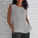 thumbnail image 2 of Camisas para adolescentes,Blusa plisada sin mangas para mujer, cuello redondo, efecto lino, 100 % poliéster, corte holgado para uso informal, sopatenor, 2 of 8