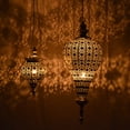 thumbnail image 3 of Westcharm Antique Silver Oriental Moroccan Ramadan Candle Lantern Decorative Metal Hanging Pendant Light - Small, 3 of 9