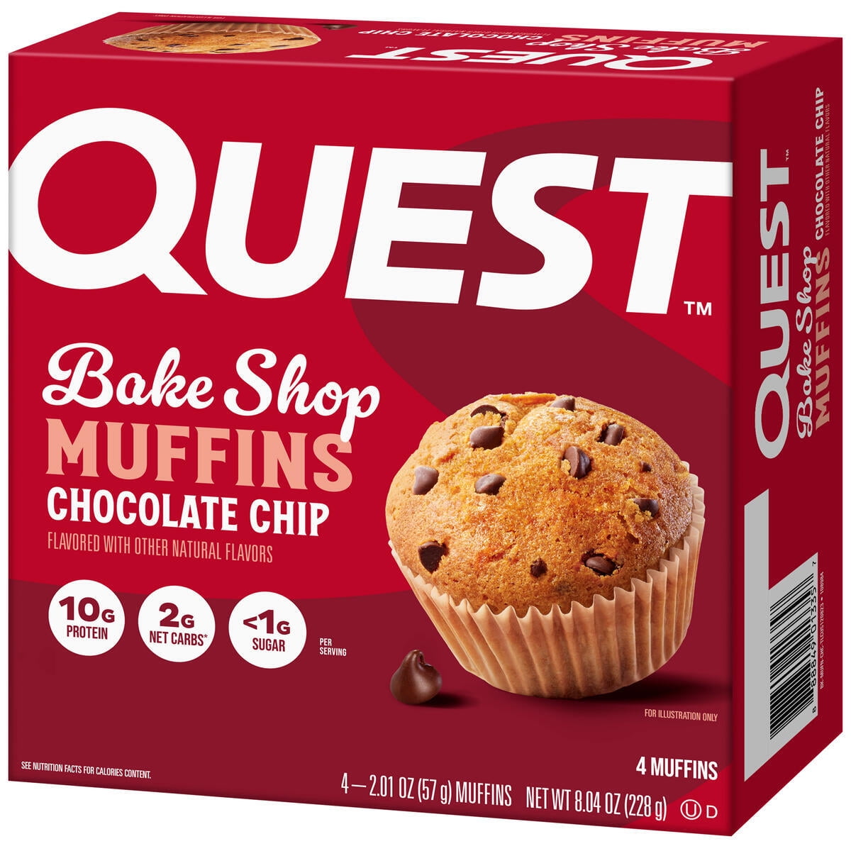 (3 pack) Quest Bake Shop Protein Muffins, Chocolate Chip Flavor, 10g Protein, 4 Count