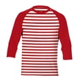 thumbnail image 4 of YMNXA Kids Boys T Shirt 3/4 Sleeve Round Neck Color Block Stripe Print Comfortable Soft Tee Top For Casual Daily Wear,Red,10-11 Years, 4 of 4
