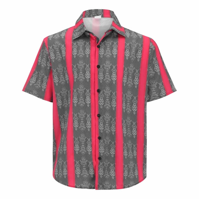 Camisas Para Hombre SLIM FIT NEGOCIO TENDENCIA PERSONALIDAD MODA ESTAMPADO CAMISA DE MANGA CORTA HOMBRE (B, L)