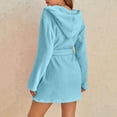ameIAEA Women Hooded Fleece Robe Short Plush Warm Bathrobe Lightweight