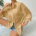 thumbnail image 5 of IROINNID Women Solid Color Hooded Pocket Hoodie Top Long Sleeve Casual Button Up Shirt for Outdoor Beach Party Daily Wear Winter Spring(Gold,S), 5 of 9
