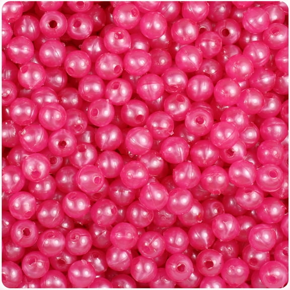 BeadTin Hot Pink Pearl 6mm Round Craft Beads (500pcs)
