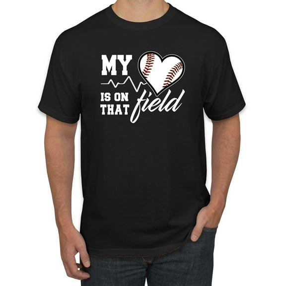 Wild Bobby, My Heart Is On That Baseball Field, Sports, Men Graphic Tee, Black, Small
