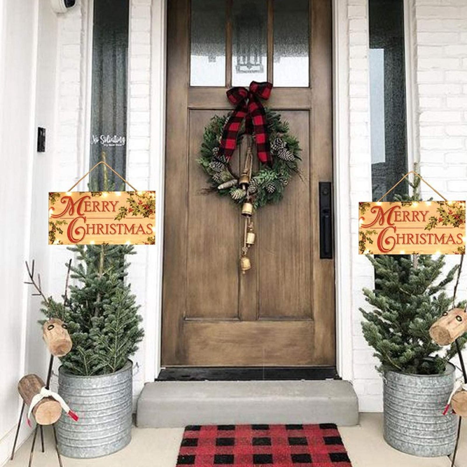 Couverture de Porte Noël - Décoration Bonhomme de Neige Suspendue - Bannière