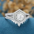 thumbnail image 3 of Silvago Jewel Prong Set 1.8 Ct Round Cut Lab Created Diamond Ring - 14K White Gold Over Ring - Bridal Stacking Engagement Diamond Ring - Double Halo Engagement Wedding Multi Stone Rings for Women's, 3 of 7