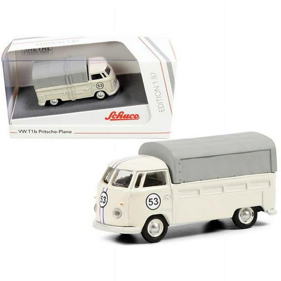 Schuco 452650300 Volkswagen T1B Pritsche Plane Pickup with Canopy No.53 Cream 1 by 87 HO Scale Diecast Model Truck