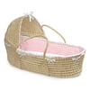 Badger Basket Natural Hooded Moses Basket - Pink Chevron Bedding