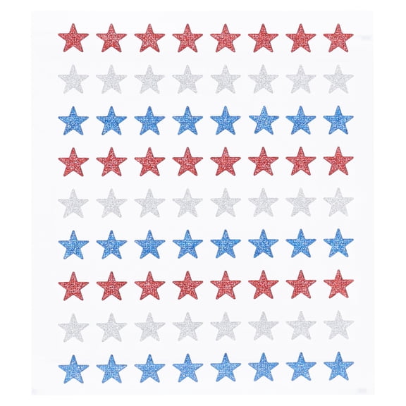 Glitter Stars Temporary Tattoos, Red/Silver/Blue, 72 Pieces, Patriotic by Way To Celebrate